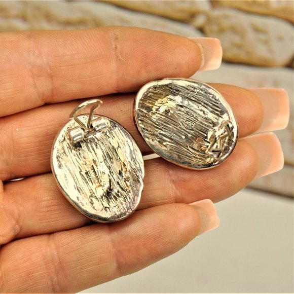 ISRAEL STERLING OMEGA EARRINGS, Gift for Her - Picture 6 of 10